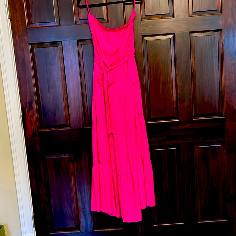 Naked Zebra, strapless, magenta, pink, large, maxi dress